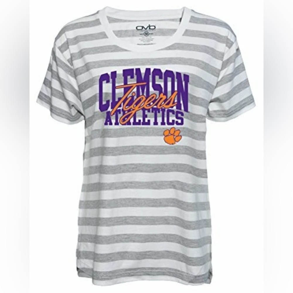 NWT [Old Varsity Brand] Clemson Tigers NCAA Striped Gameday Shirt Womens Plus 2X